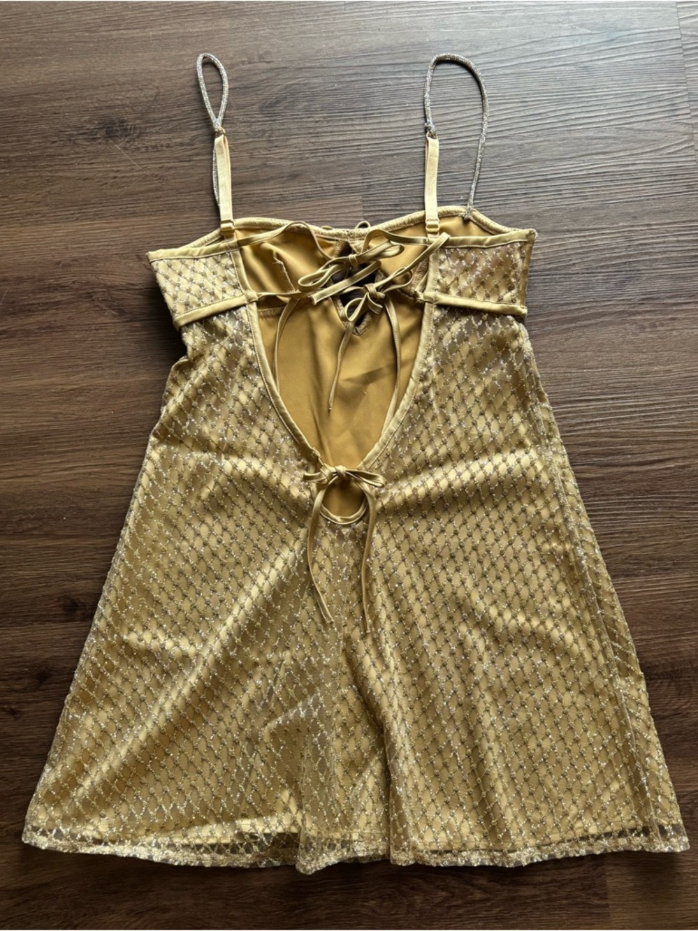 For Love and Lemons Glitter Slip Dress In Gold - Picture 5 of 8